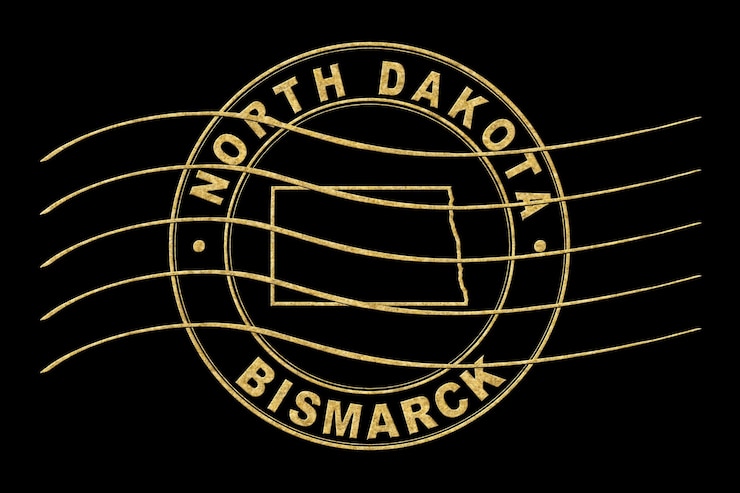 Foto mapa de dakota del norte timbre postal de pasaporte timbre de viaje