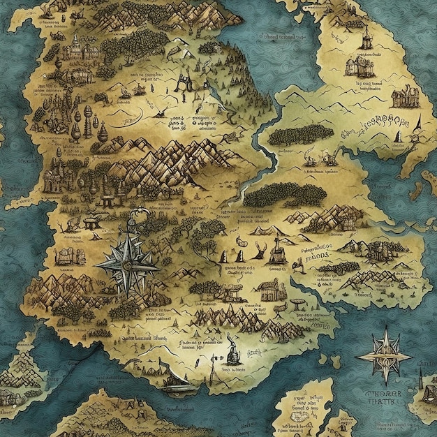 Mapa de aventura de conceito de fantasia