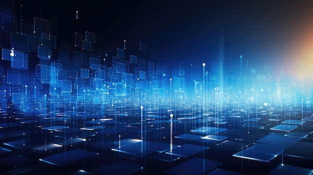 Mapa de conceito de dados de informação azul retangular tecnologia abstrata fundo de ficção científica