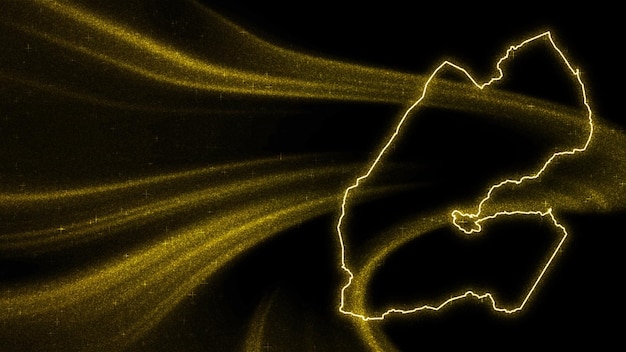 Mapa de Djibuti, mapa de glitter dourados em fundo escuro