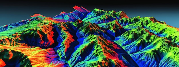 Mapa de lidar GIS 3D um modelo da superfície da Terra obtido após o processamento de dados de um avião não tripulado