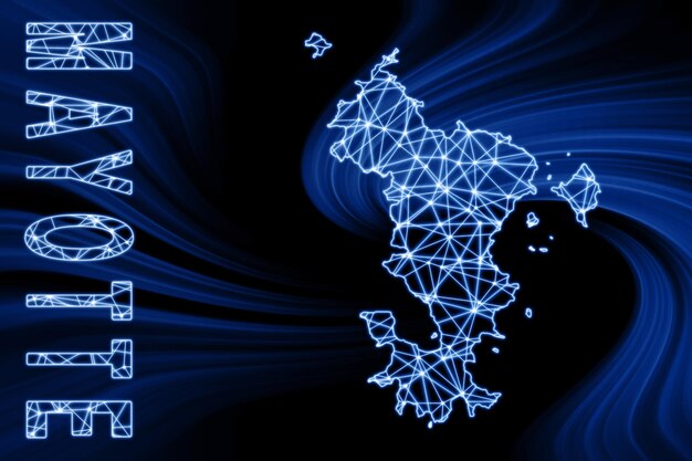 Foto mapa de mayotte mapa de linhas de malha poligonal