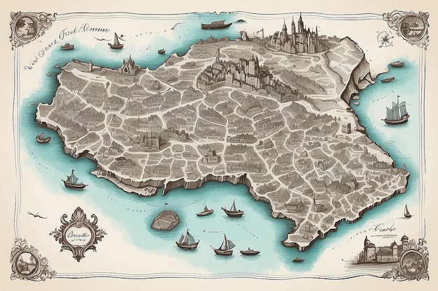 Mapa dibujado a mano de Francia Cartografía artística