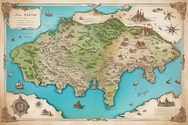 Foto mapa dibujado a mano de francia cartografía artística