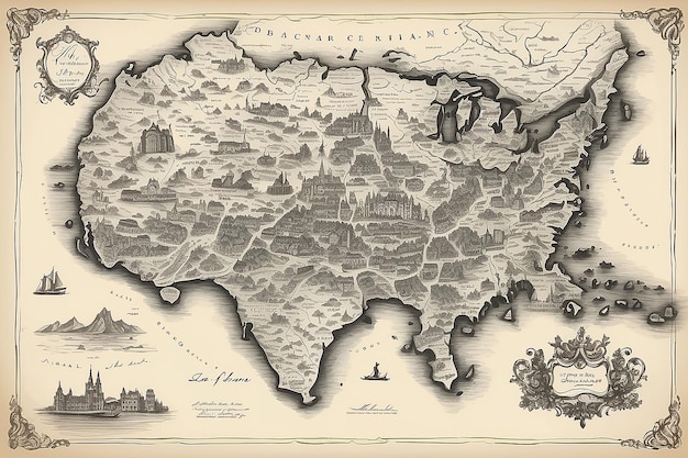 Foto mapa dibujado a mano de francia cartografía artística