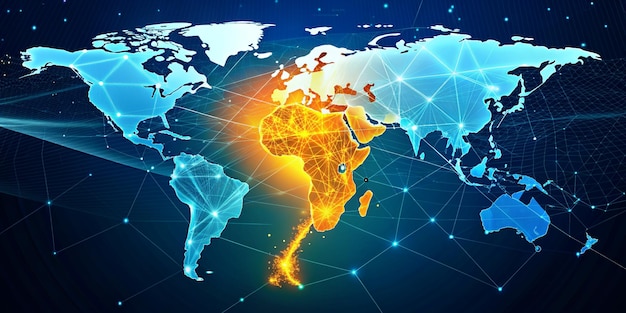 Mapa digital abstracto de América del Sur concepto de red global y conectividad mundial