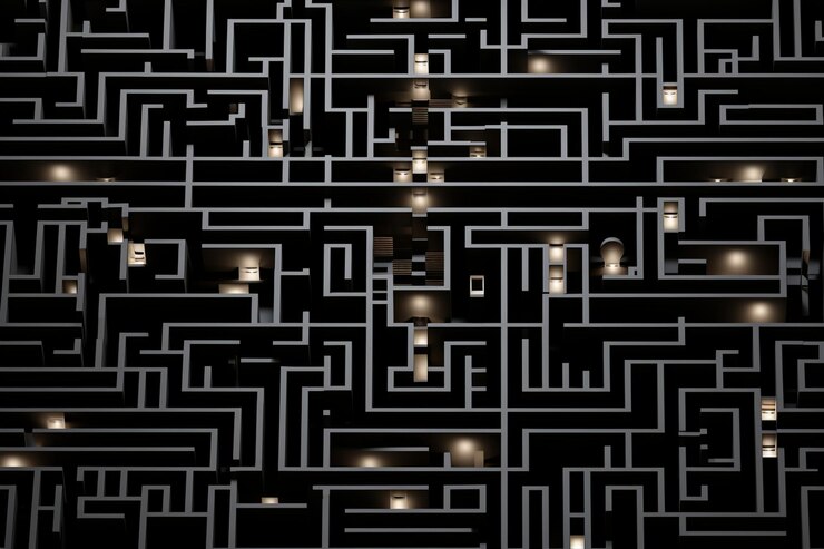 Foto un mapa digital de un complejo de bunkers subterráneos
