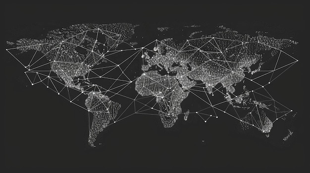 Mapa digital do mundo com conexões de rede