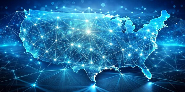 Mapa digital de los Estados Unidos concepto de América del Norte red global transferencia de datos intercambio de tecnología cibernética