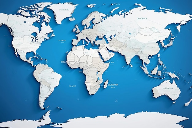 Mapa do mundo abstrato em azul