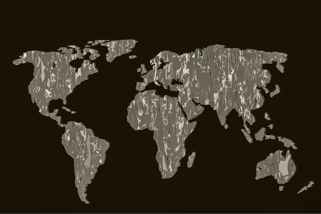 Mapa do mundo aproximadamente esboçado como conceitos de negócios globais