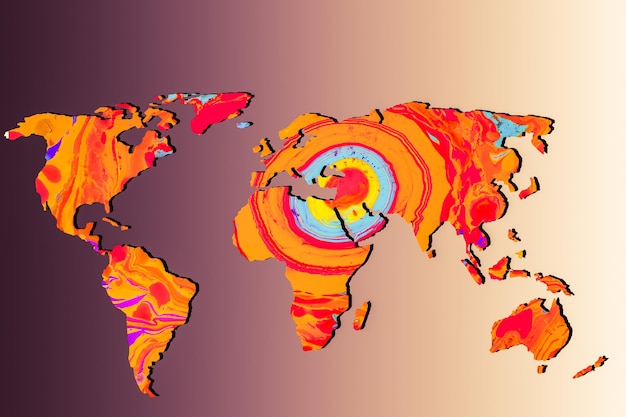 Foto mapa do mundo aproximadamente esboçado como conceitos de negócios globais