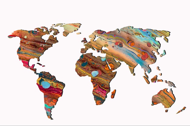 Mapa do mundo aproximadamente esboçado como conceitos de negócios globais