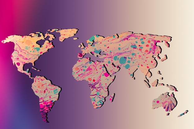 Foto mapa do mundo aproximadamente esboçado como conceitos de negócios globais