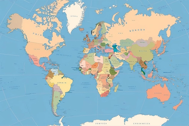 Foto mapa do mundo com fronteiras de países