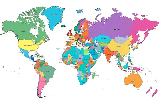 Foto mapa do mundo com fronteiras de países