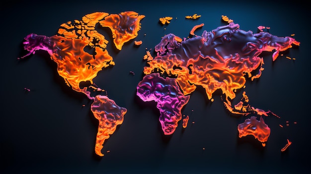 mapa do mundo do conceito de aquecimento global