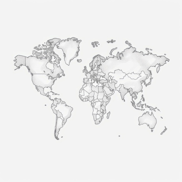 Mapa do mundo em um fundo branco Ilustração vetorial