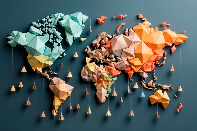 Mapa do mundo feito com polígonos