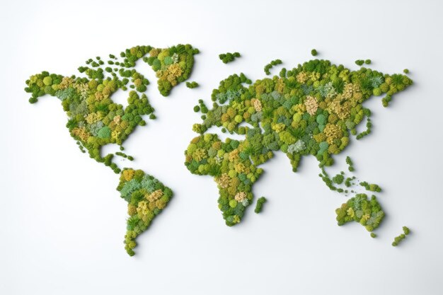 Mapa do Mundo Planeta Verde Terra e Tema do Dia do Meio Ambiente Gerado por IA