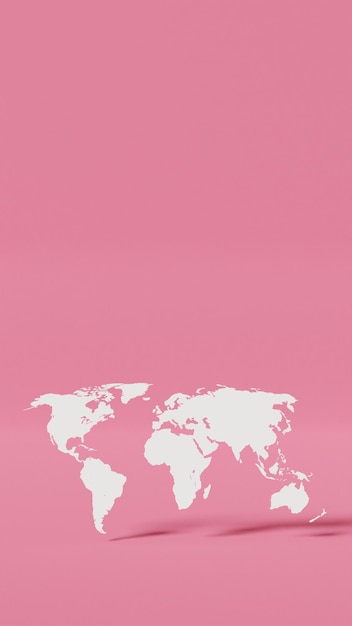 Foto mapa do mundo rosa em um fundo rosa