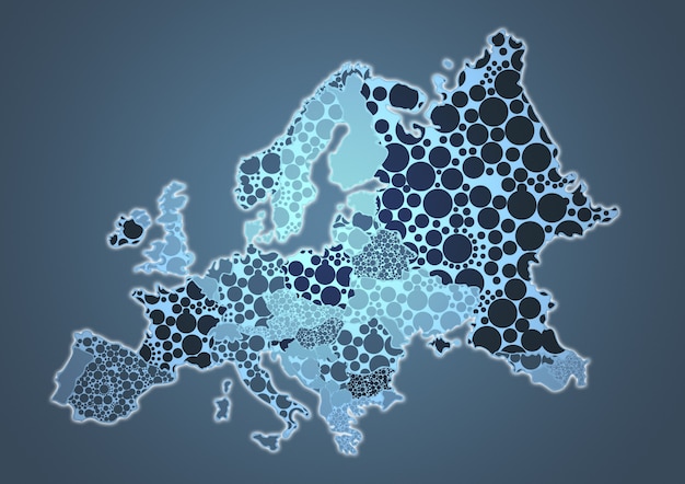 Mapa do país a cores da Europa em cor cinza