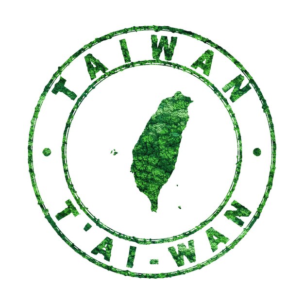 Mapa do selo postal de Taiwan Conceito de emissão de CO2 de desenvolvimento sustentável