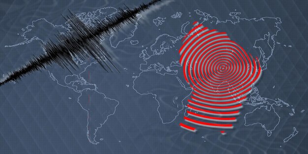 Foto mapa do terremoto da guiana francesa com atividade sísmica