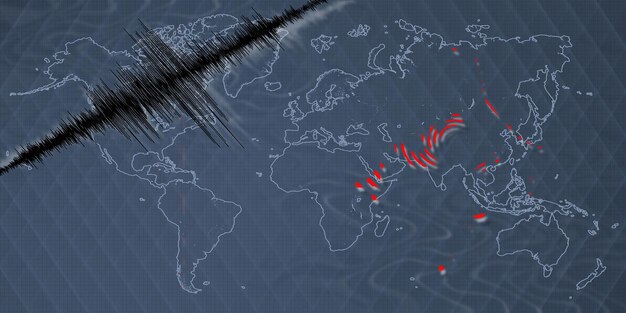 Mapa do terremoto da Polinésia Francesa com atividade sísmica