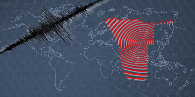 Mapa do terremoto de atividade sísmica na Namíbia