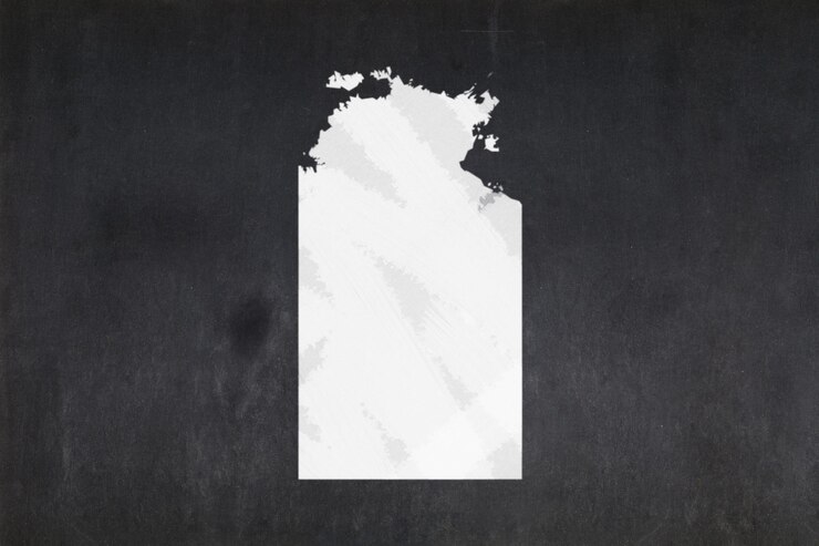Foto mapa do território do norte desenhado em um quadro-negro