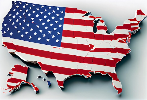 Mapa dos EUA com bandeira americana Gerar Ai
