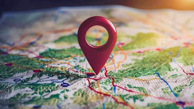 Mapa e marcador de pinos localização logística geografia transporte viagens e navegação conceito de gps