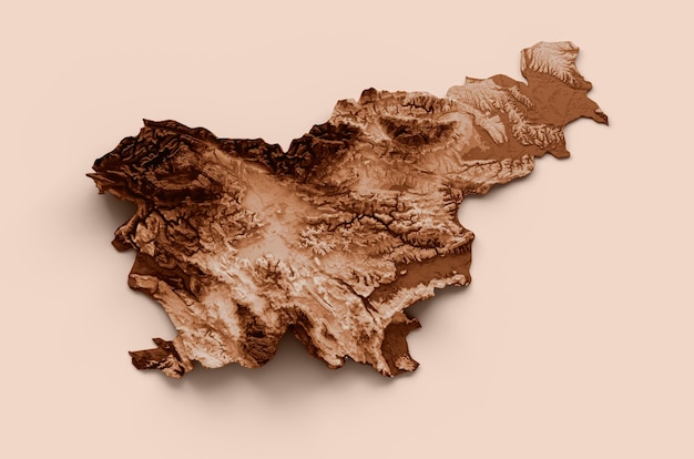 Mapa de Eslovenia en gráficos marrones de estilo antiguo en un estilo retro Estilo vintage Alto detallado