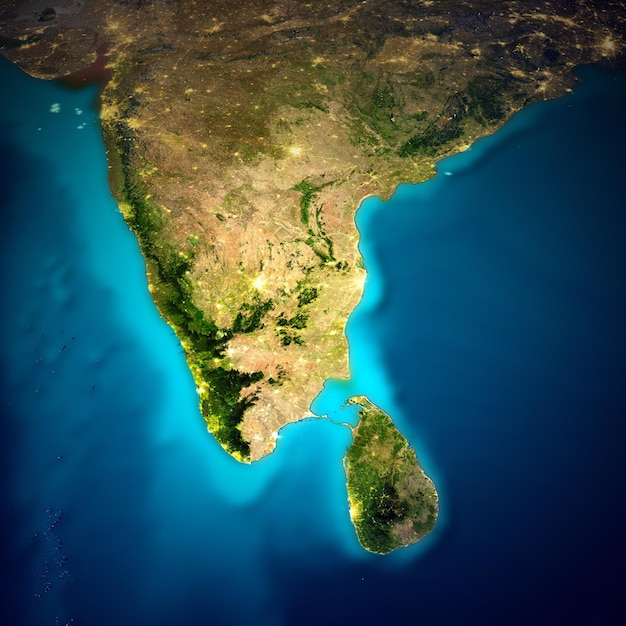 Mapa espacial de la India Elementos de esta imagen proporcionados por la NASA renderización en 3D