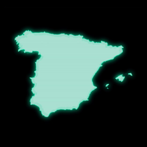 Mapa de España vieja computadora verde