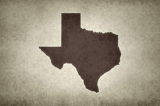 Mapa del estado de Texas en un papel