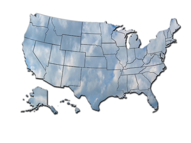 Mapa de estados de Estados Unidos aislado