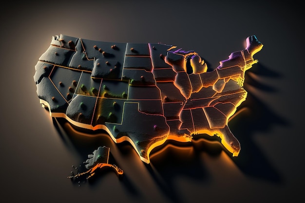 Un mapa de los estados unidos de america