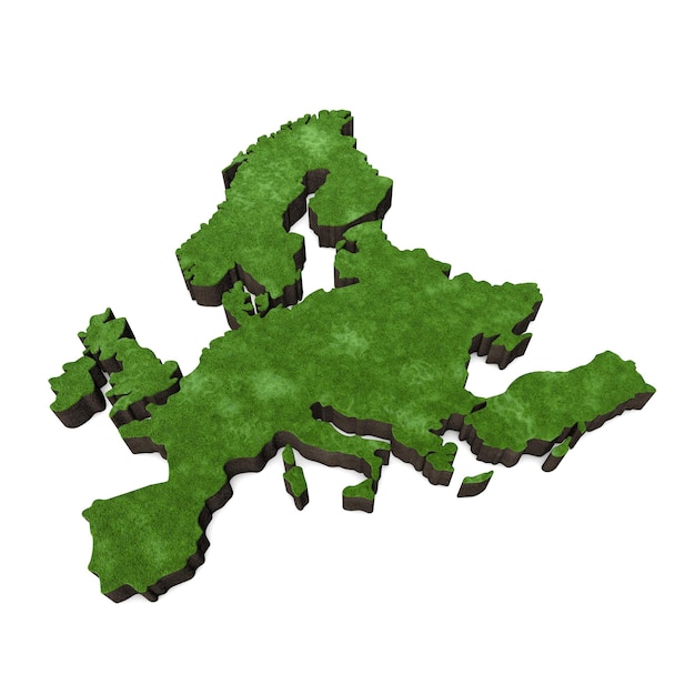 Mapa de europa con renderizado de hierba y suelo d