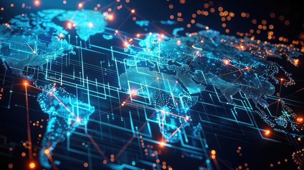Foto mapa global de conectividad digital