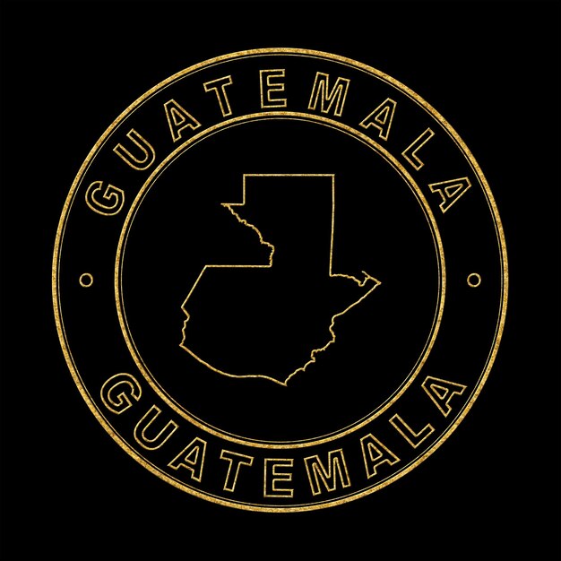 Mapa de Guatemala Sello Dorado Fondo Negro