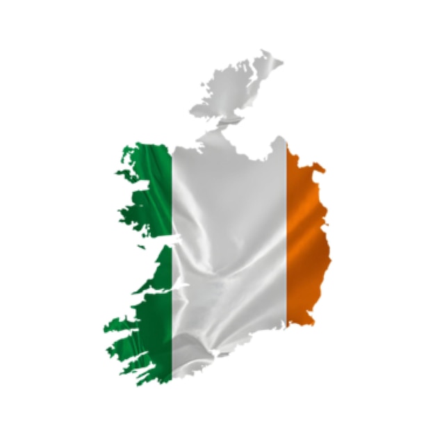 Mapa de Irlanda con su bandera