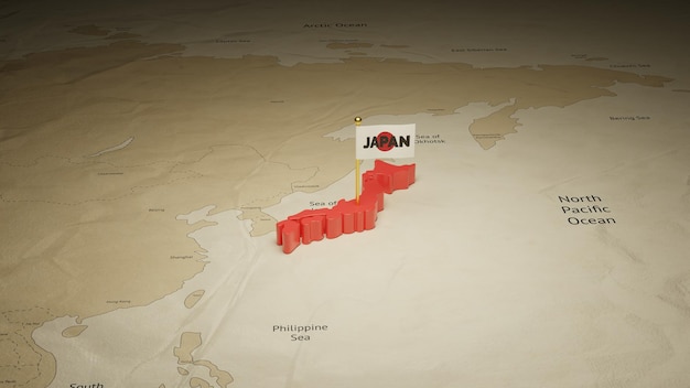 Mapa isométrico 3d de Japón con espacio de copia