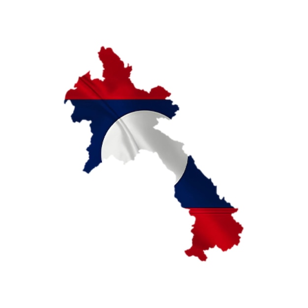 Mapa de Laos con su bandera