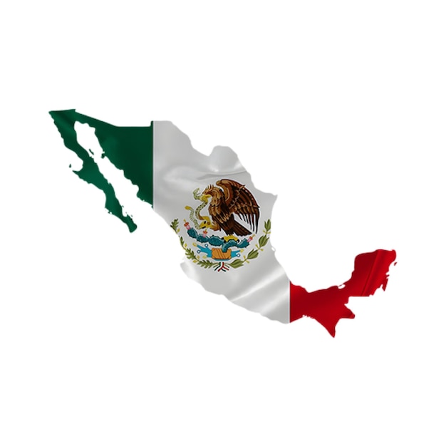 Foto mapa de méxico con su bandera