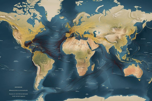 Mapa-múndi com aplicativo de previsão do tempo IA generativa