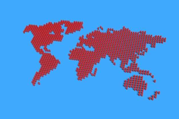 Mapa mundial de columnas rojas.