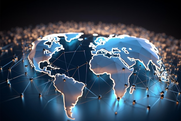 El mapa mundial como símbolo del concepto de redes e Internet.