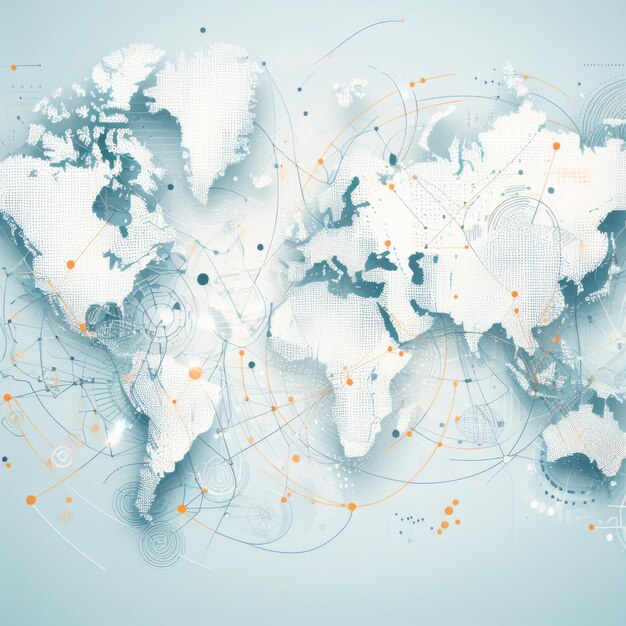 Foto mapa mundial conceito de globalização internacional rede de todos os países